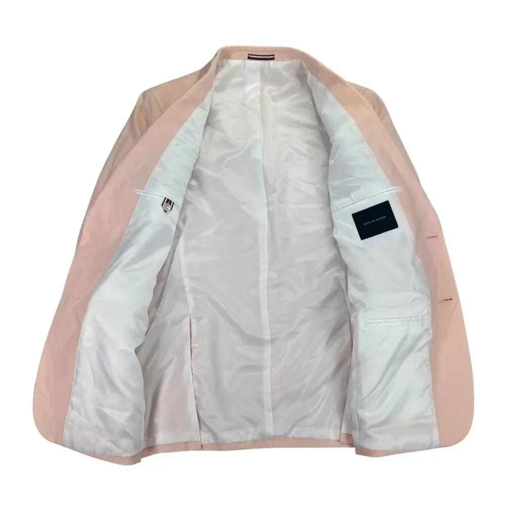 Tommy Hilfiger Mens Conrad Modern Fit Linen Blend Sport Coat Pink 40R